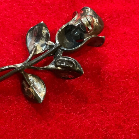 Floral rose vintage sterling silver women’s brooch pen - Picture 5 of 7